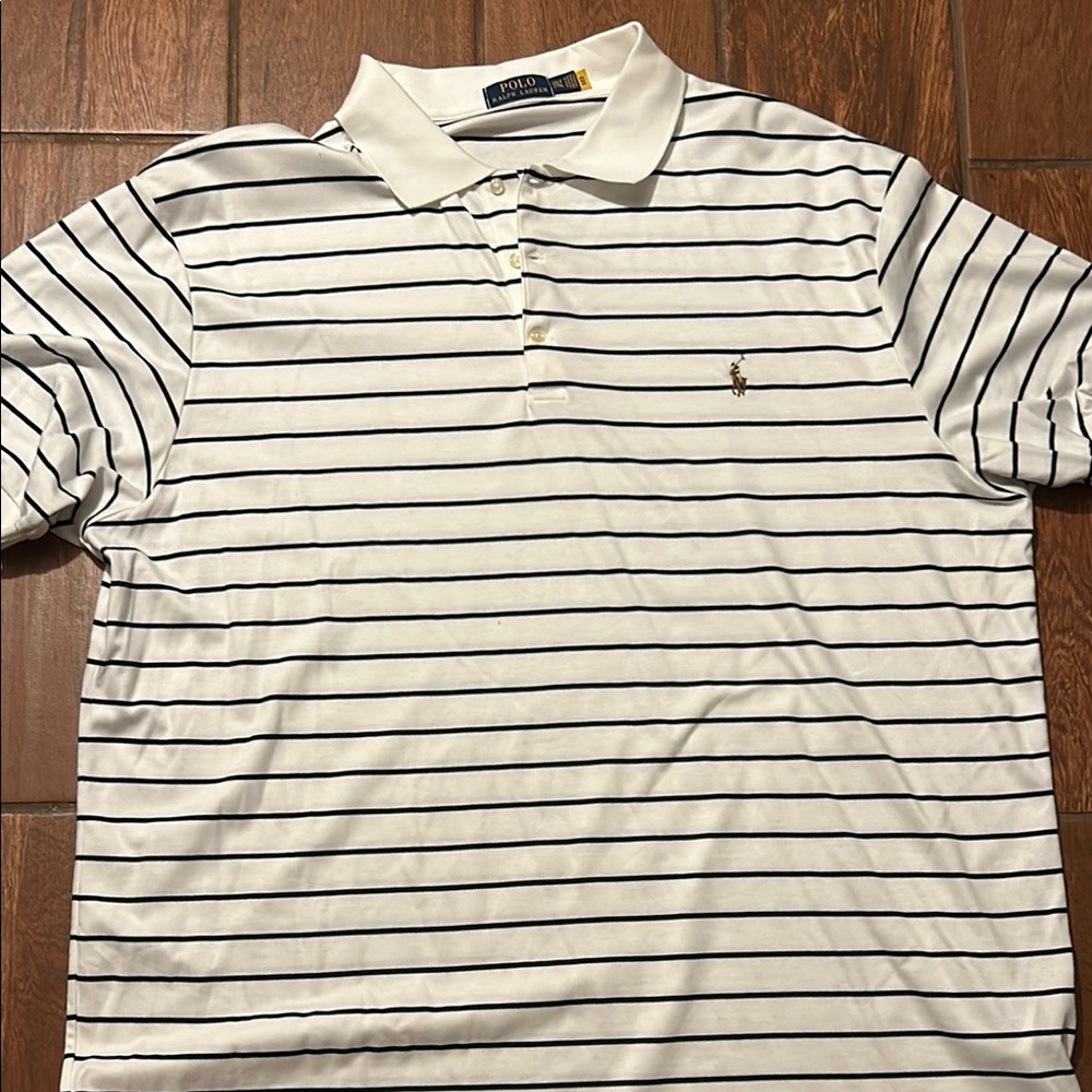 Polo by Ralph Lauren White and Blue Polo Shirt Classic Style
